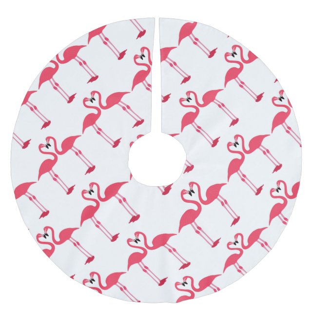 flamingo-fåglar-kärlek- julgransmatta borstad polyester (Framsidan)