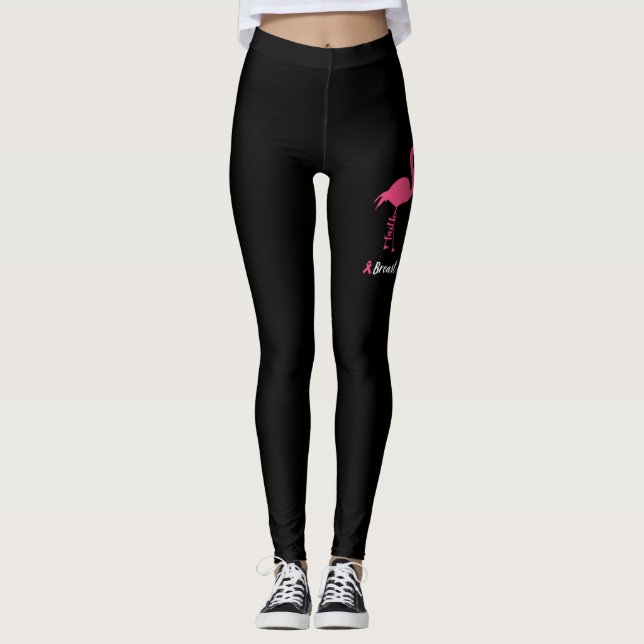 Flamingo Faith Hope Kärlek Breast Cancer Awareness Leggings (Framsida)