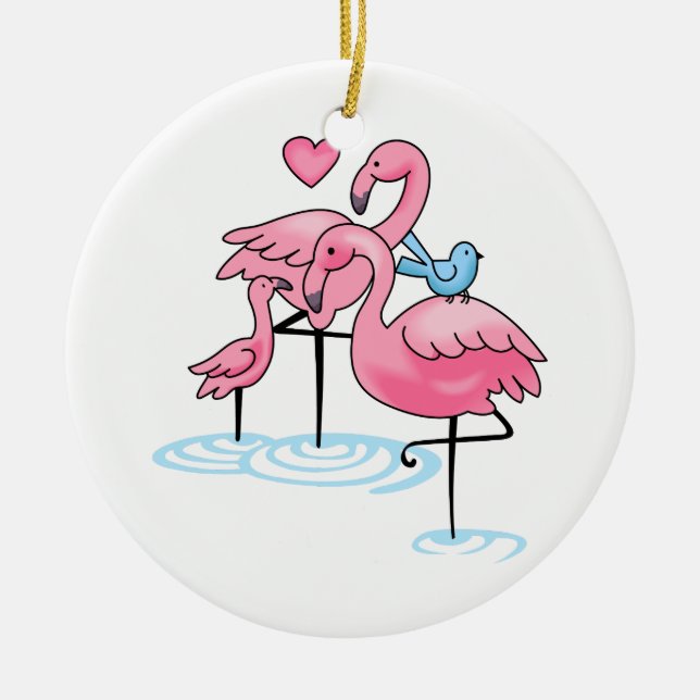 Flamingo Family Julgransprydnad Keramik (Framsidan)