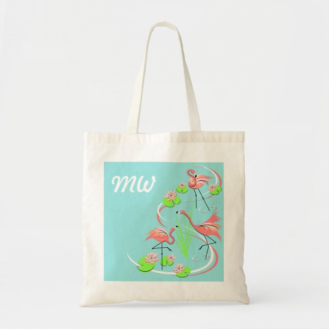 Flamingo Fandango Monogram till påsen Tygkasse (Framsidan)