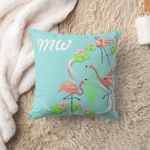 Flamingo Fandango Trio monogram dekorativ kudde