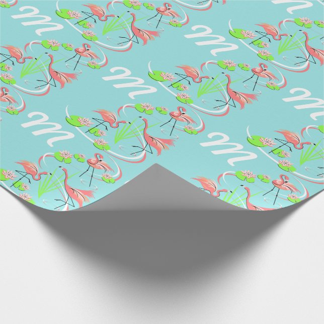Flamingo Fandango Trio monogram presentwrap Presentpapper (Hörn)