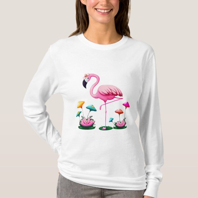 Flamingo Fantasy Pond T-Shirt Långärmad (Framsida)
