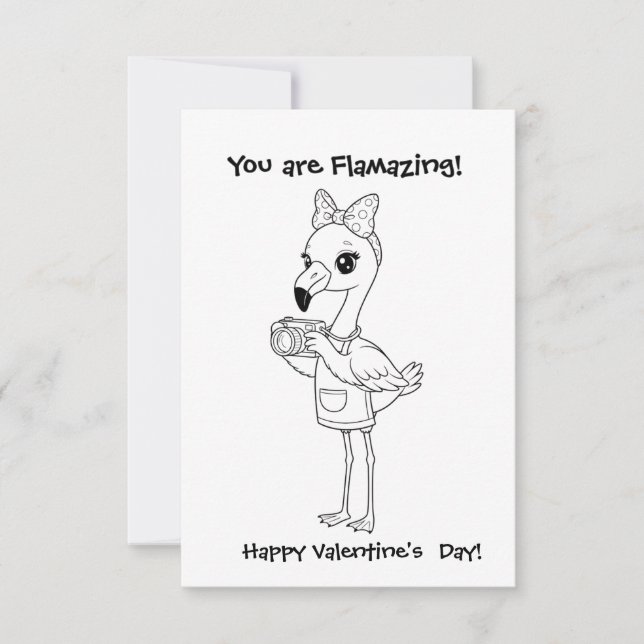 flamingo Färgning kort Klassrum Valentine  (Framsida)