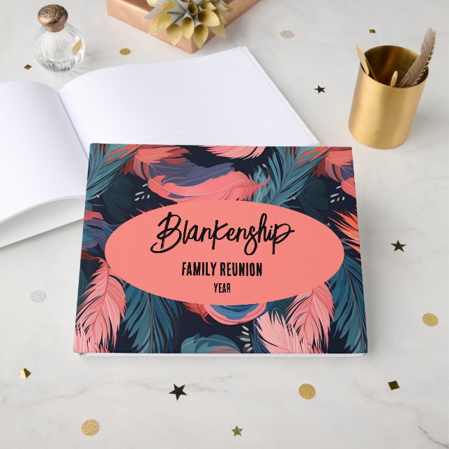 Flamingo Feathers Family Reunion Party Essential G Gästböcker (Framsida Öppen)