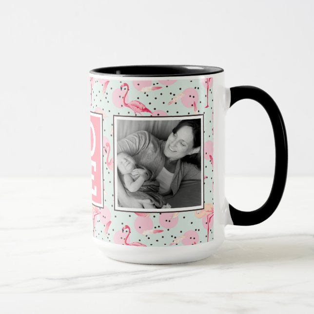 Flamingo Feathers på Polka dots | KÄRLEK med foton Mugg (Höger)