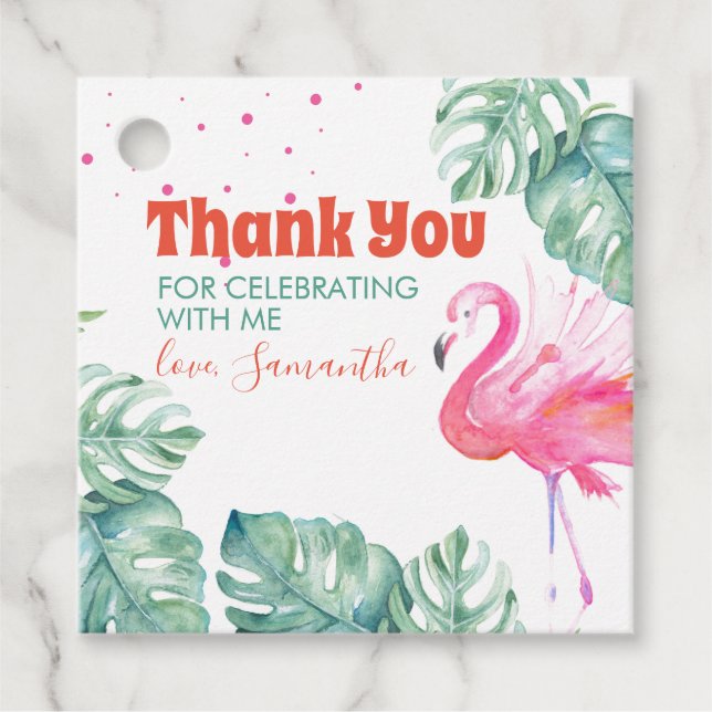 Flamingo Fest Tack Gåvor Etiketter (Framsida)
