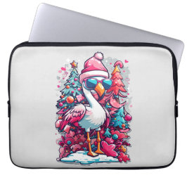 Flamingo FestiActivities Santa Hat and Glasses Chr Laptop Fodral