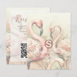Flamingo-festtema, QR-kod RSVP OSA Kort