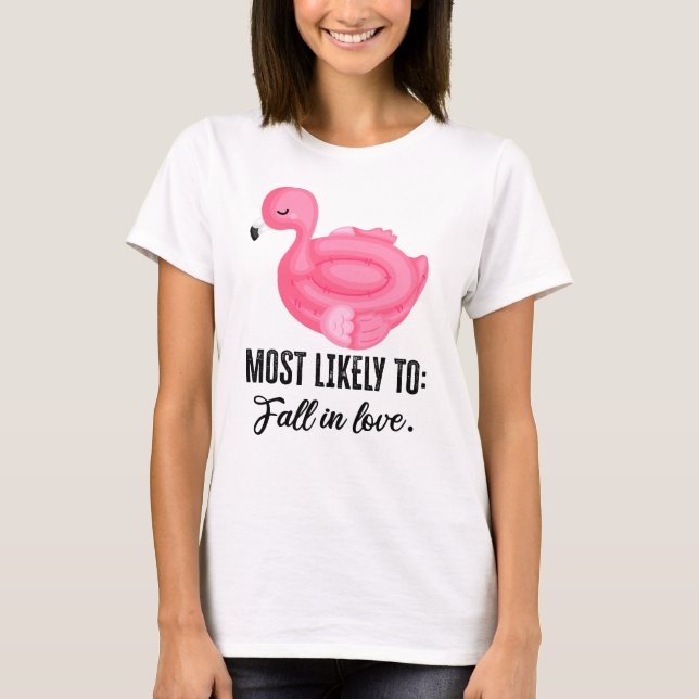 Flamingo Fiesta: Bassäng och Beach Party T Shirt (Framsida)