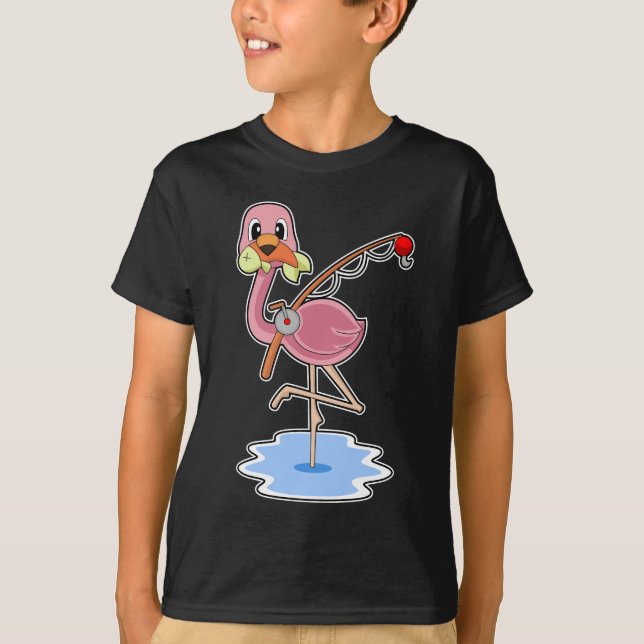 Flamingo Fisher Fish Fishing T Shirt (Framsida)
