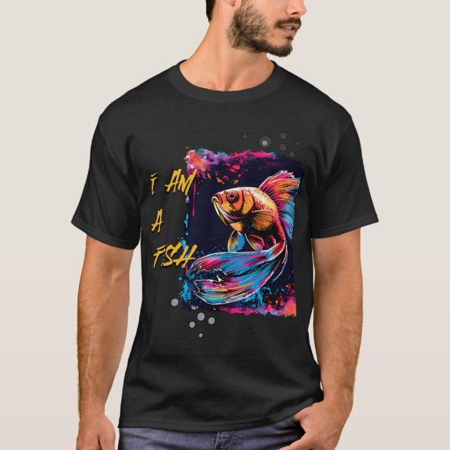 Flamingo Fiskare Fiskespö Fisk T Shirt (Framsida)