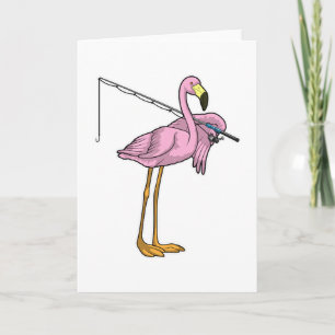 Flamingo Fiskare Fiskespö Fiskeredskap Kort