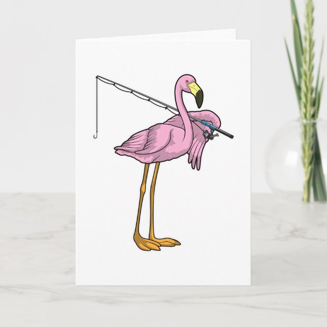 Flamingo Fiskare Fiskespö Fiskeredskap Kort (Framsida)