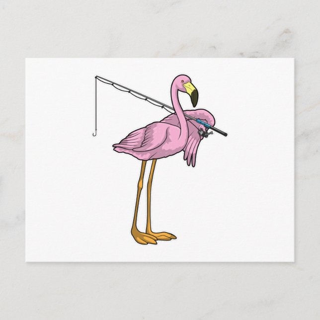 Flamingo Fiskare Fiskespö Fiskeredskap Vykort (Framsida)