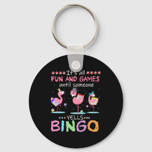 Flamingo Flaming Bingo Funny Nyckelring