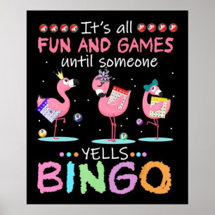 Flamingo Flaming Bingo Funny Poster
