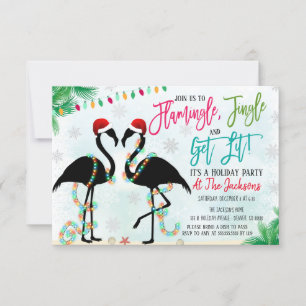 Flamingo Flamingle och Jingle Party Inbjudningar