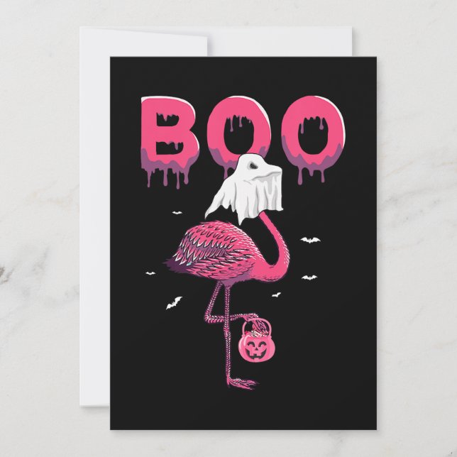 Flamingo | Flamingo Boo Ghost Halloween Spara Datumet (Framsida)