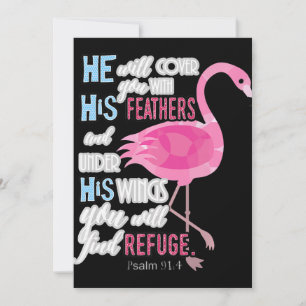 Flamingo Flamingo Christian Psalm 91 Bible Verse Julkort