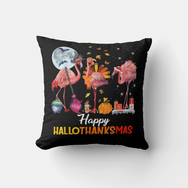 Flamingo| Flamingo Halloween och God jul Kudde (Framsida)