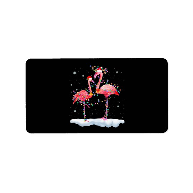 Flamingo | Flamingo Julgran Santa Hat Julafton Adressetikett (Framsidan)