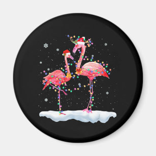 Flamingo Flamingo Julgran Santa Hat Julafton Magnet