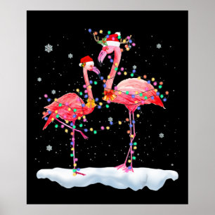 Flamingo Flamingo Julgran Santa Hat Julafton Poster