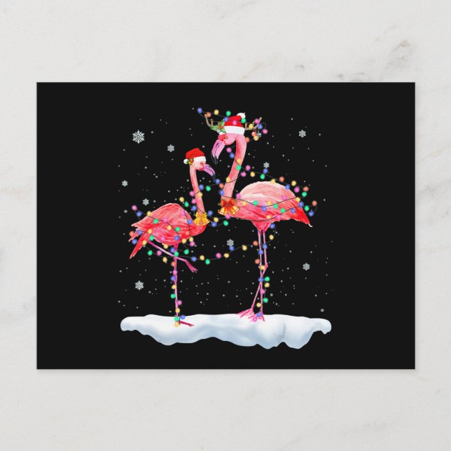 Flamingo | Flamingo julgran tomtehatt Xmas Meddelande Vykort (Framsida)
