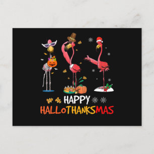 Flamingo Flamingo Lycklig HalloThanksmas Helg Vykort