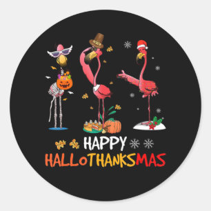 Flamingo Flamingo Lycklig HalloThanksmas Runt Klistermärke