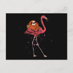 Flamingo Flamingo Riding Sloth Animal Lover Gifts Meddelande Vykort