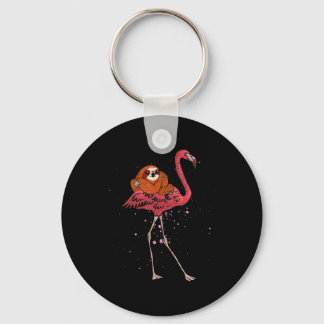 Flamingo |Flamingo Riding Sloth Animal Lover Gifts Nyckelring