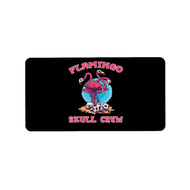Flamingo | Flamingo Skull Crew Halloween Costume Adressetikett (Framsidan)