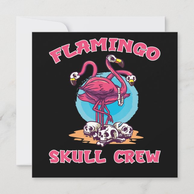 Flamingo| Flamingo Skull Crew Halloween Costume Inbjudningar (Framsida)