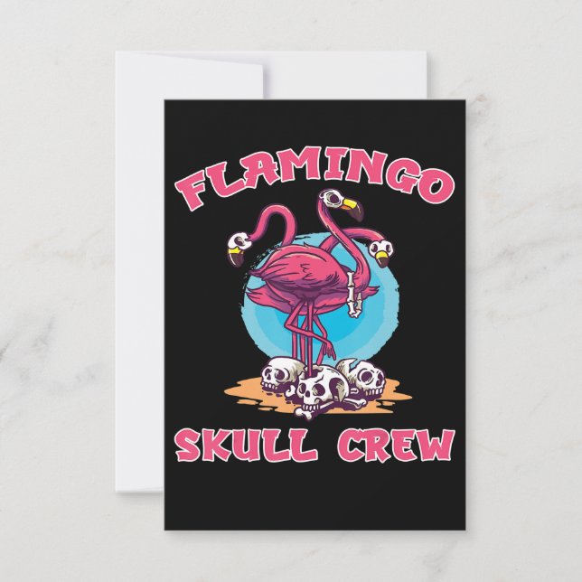 Flamingo | Flamingo Skull Crew Halloween Costume Tack Kort (Framsida)