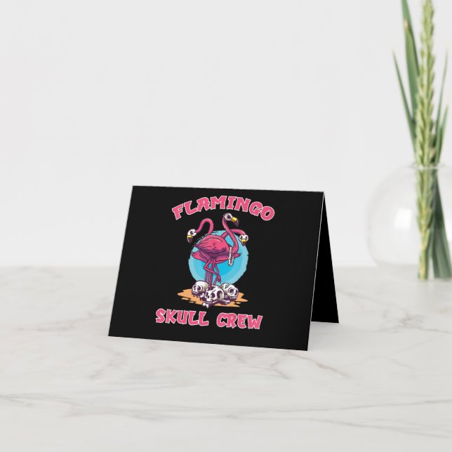 Flamingo | Flamingo Skull Crew Halloween Costume Tack Kort (Framsida)