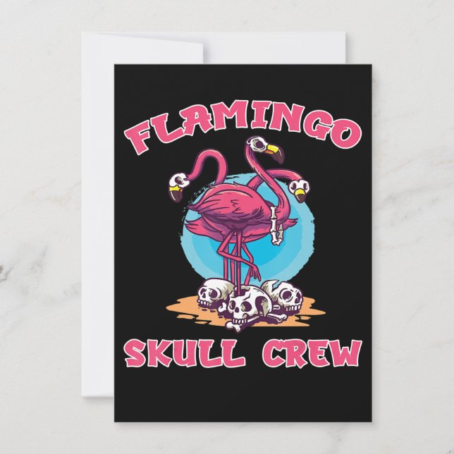 Flamingo | Flamingo Skull Crew Halloween-kostym Inbjudningar (Framsida)