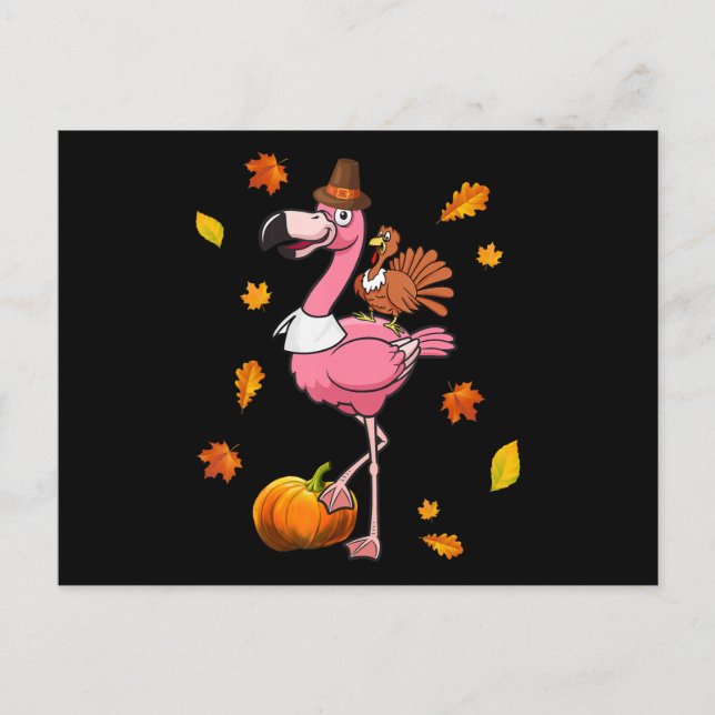 Flamingo | Flamingo Thanksgiving Halloween Inbjudan Vykort (Framsida)