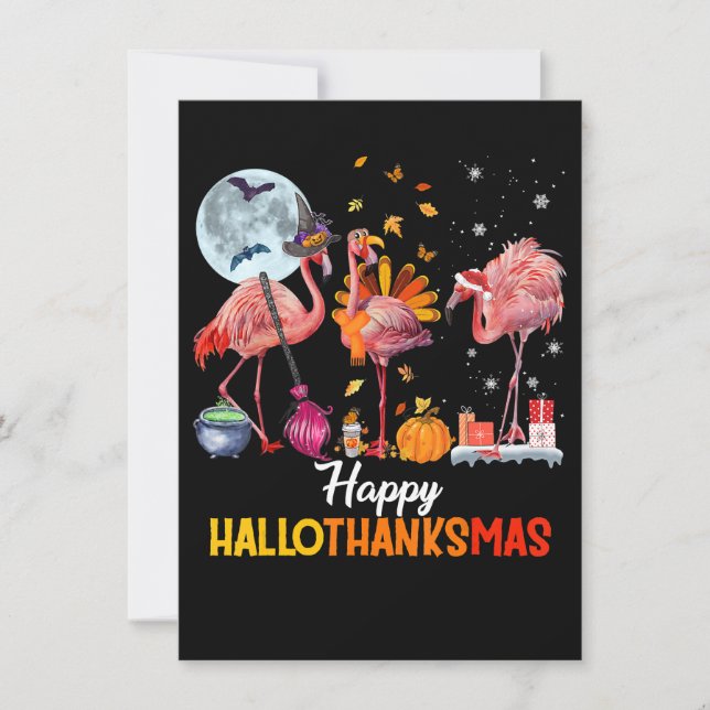 Flamingo|Flamingo Thanksgiving Halloween jul Inbjudningar (Framsida)