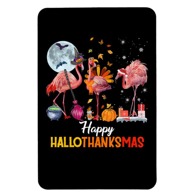 Flamingo|Flamingo Thanksgiving Halloween jul Magnet (Vertikal)