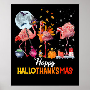 Flamingo Flamingo Thanksgiving Halloween-jul Poster