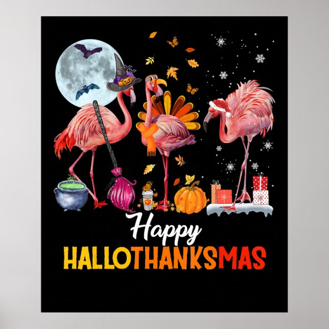 Flamingo|Flamingo Thanksgiving Halloween-jul Poster (Framsidan)