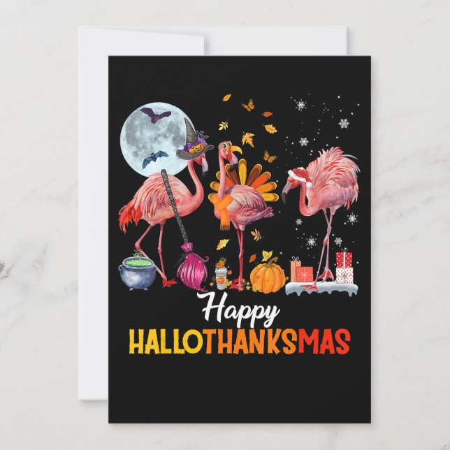 Flamingo|Flamingo Thanksgiving Halloween-jul Spara Datumet (Framsida)