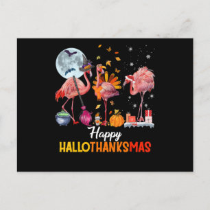 Flamingo Flamingo Thanksgiving Halloween-jul Vykort