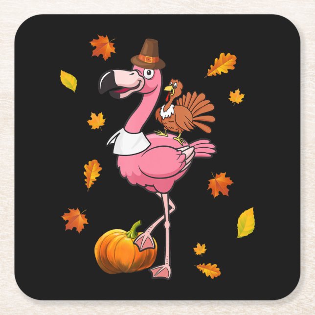 Flamingo| Flamingo Thanksgiving Halloween Underlägg Papper Kvadrat (Framsidan)