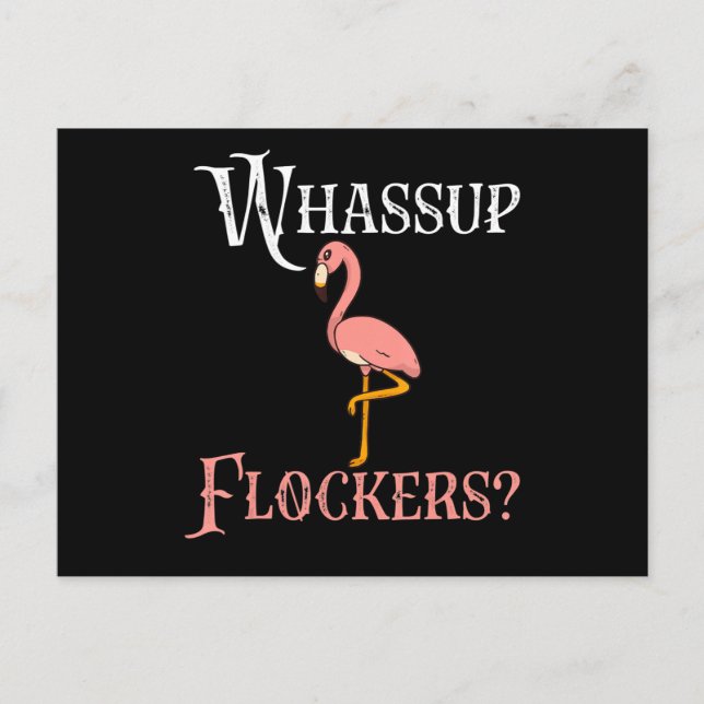 Flamingo | Flamingo Whassup Flockers Inbjudan Vykort (Framsida)
