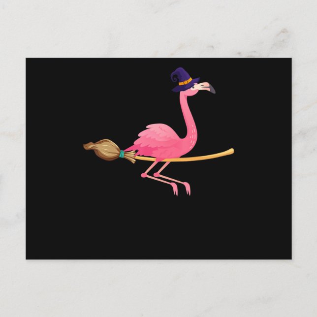Flamingo | Flamingo Witch Halloween Meddelande Vykort (Framsida)