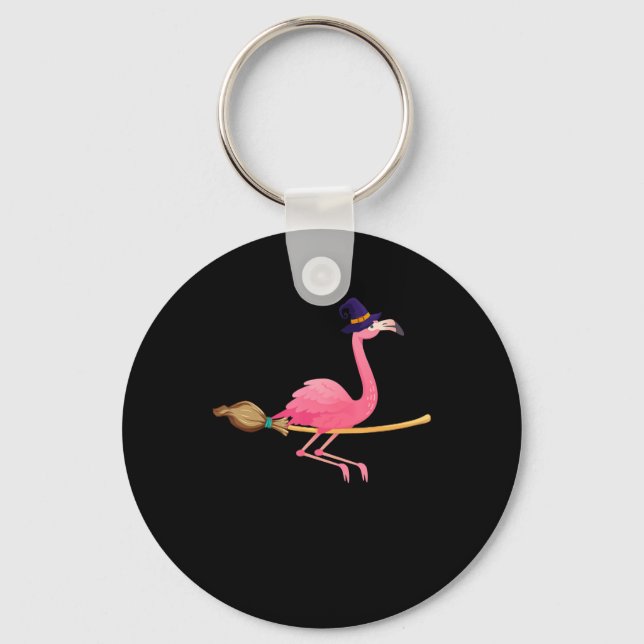 Flamingo | Flamingo Witch Halloween Nyckelring (Framsida)