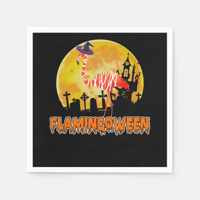 Flamingo | Flamingoween Funny Witch Halloween Pappersservett (Framsidan)